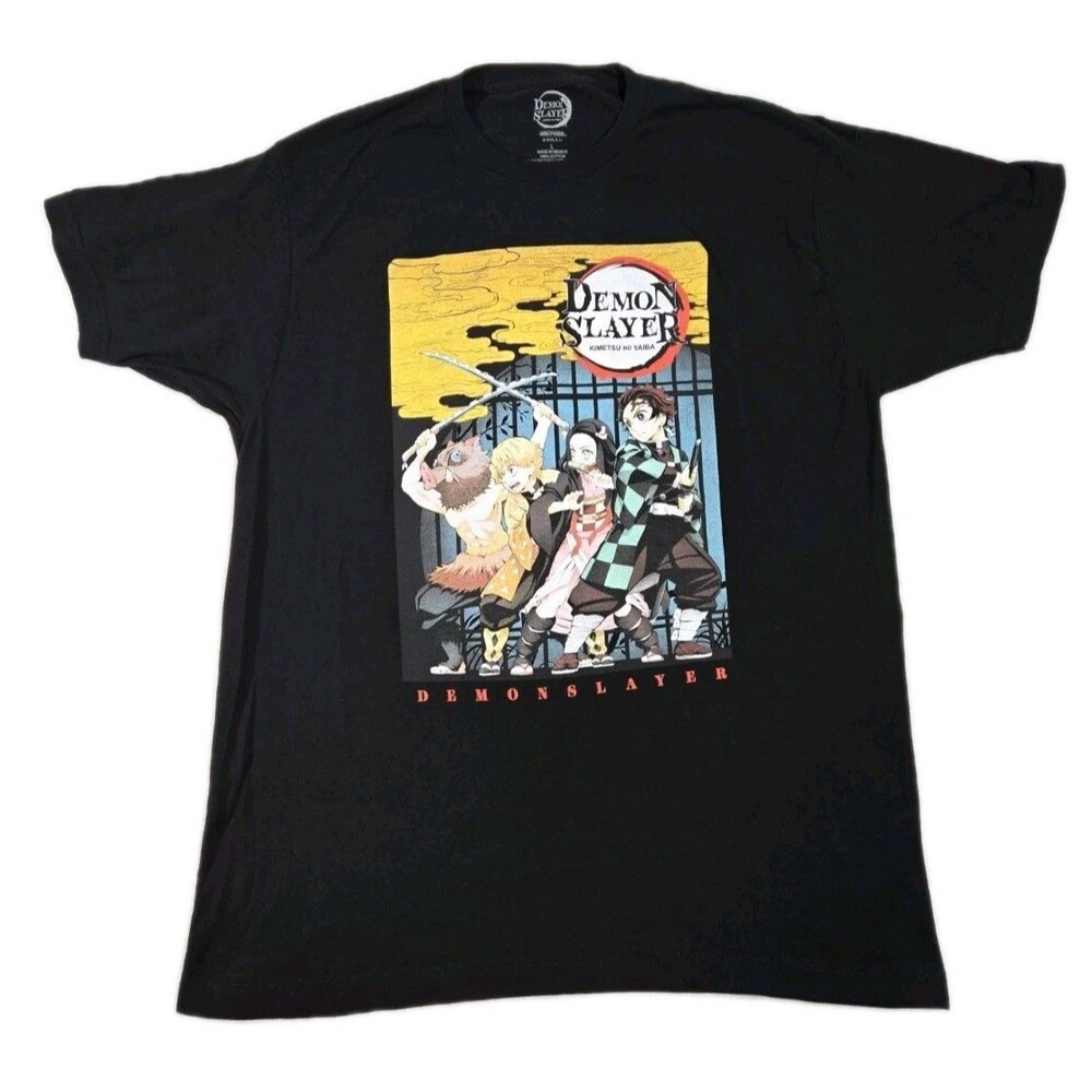 Mens Demon Slayer Kimetsu No Yaiba  Short Sleeve T-Shirt Anime Medium Black